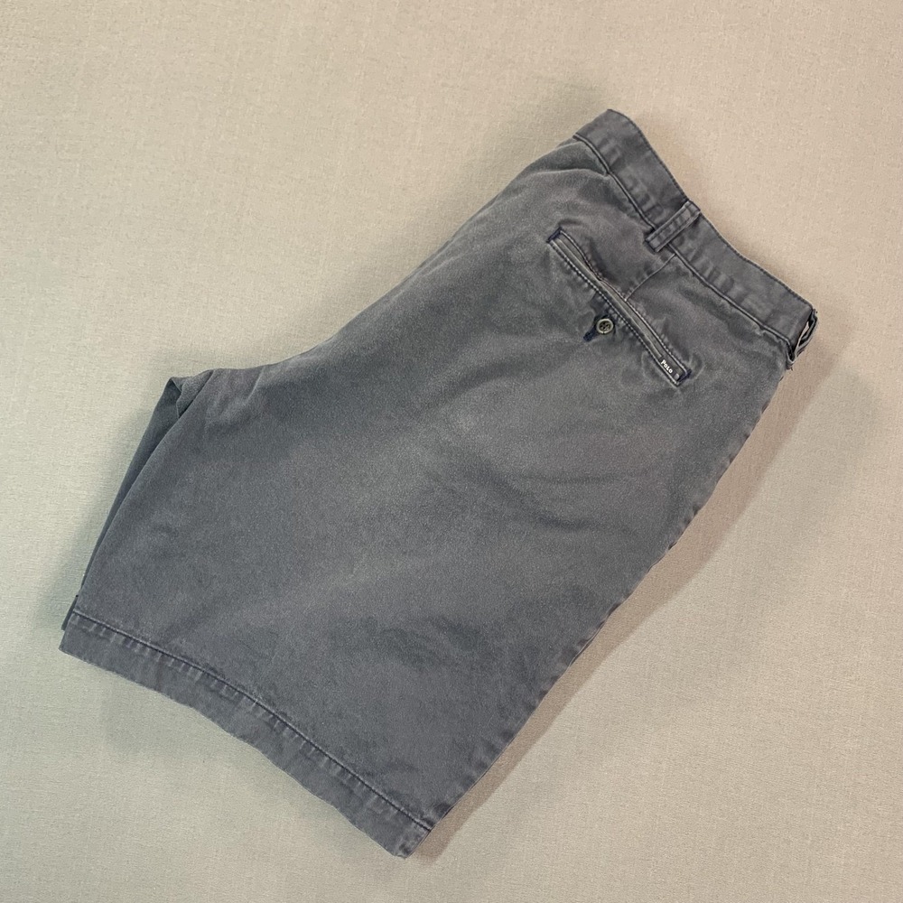 Polo Ralph Lauren Shorts Mens 40 Gray Chino Cotton Flat Front Casual Classic Fit